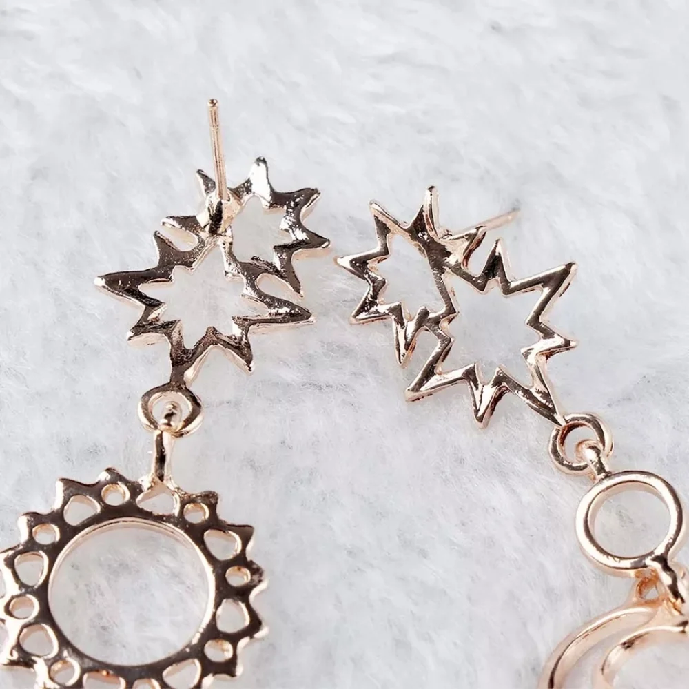 Gold Sun & Moon Dangle Earrings